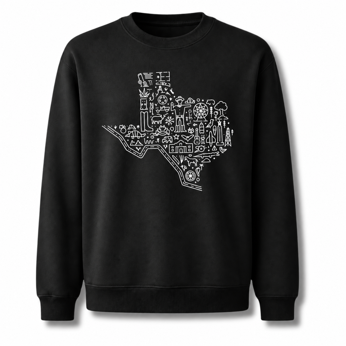 Texas State Silhouette Rustic Hometown Pride Vintage Sweatshirt - Black