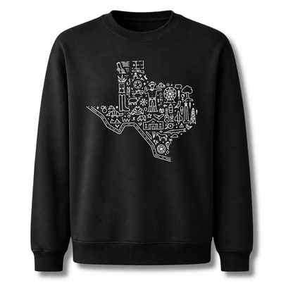 Texas State Silhouette Rustic Hometown Pride Vintage Sweatshirt - Black
