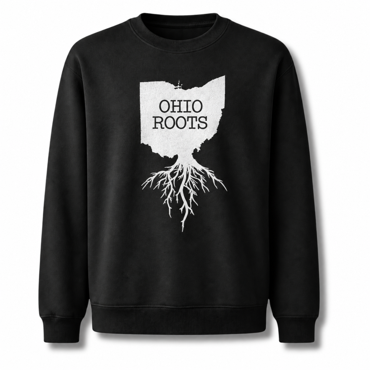 Ohio Roots Minimalist State Silhouette Vintage Sweatshirt - Black