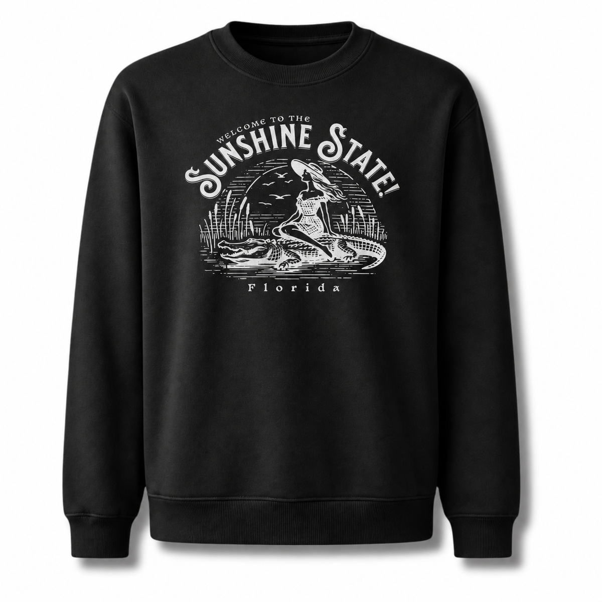 Welcome to Florida Sunshine State Alligator Sweatshirt - Black