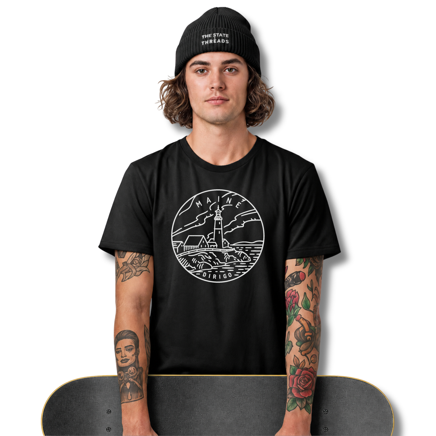 Maine Lighthouse Coastal Line Art Shirt
