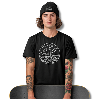 Maine Lighthouse Coastal Line Art Shirt