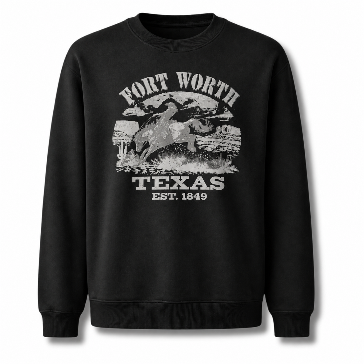 Fort Worth Texas Rodeo Cowboy Vintage Heritage Sweatshirt - Black