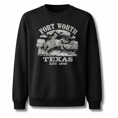 Fort Worth Texas Rodeo Cowboy Vintage Heritage Sweatshirt - Black