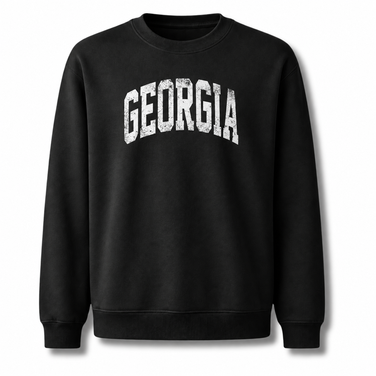 Georgia Bold Distressed Varsity Collegiate Vintage Sweatshirt - Black