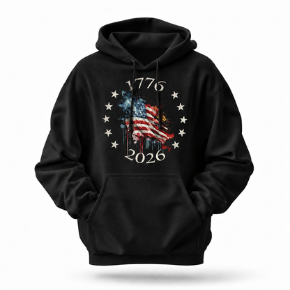 America 250th 1776 2026 Watercolor Flag Hoodie