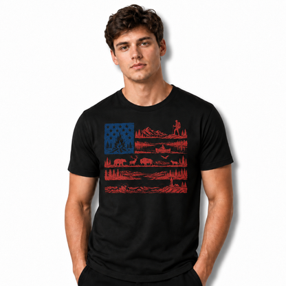America Flag National Park Outdoor Wildlife Graphic Shirt