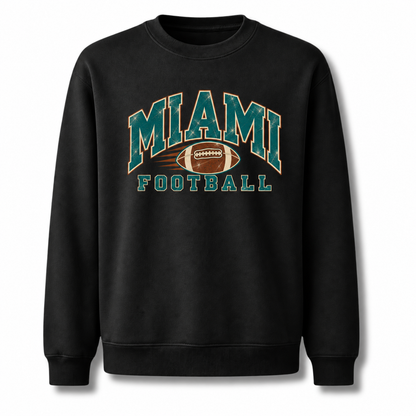 Miami Football Vintage Classic Sports Retro Sweatshirt - Black