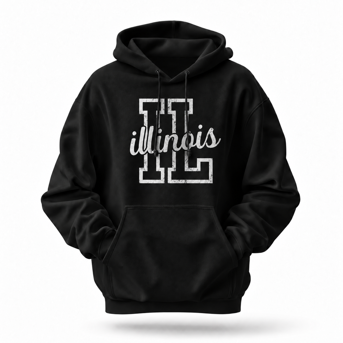 Illinois Varsity Block Letters Distressed Hoodie
