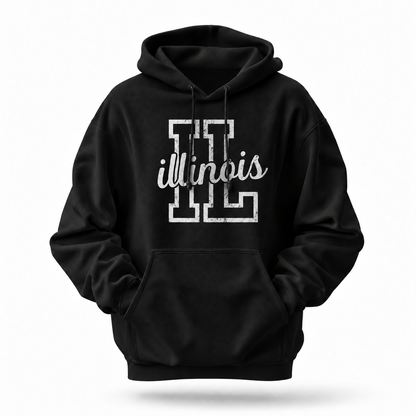 Illinois Varsity Block Letters Distressed Hoodie