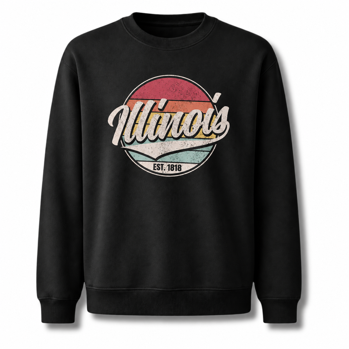 Illinois Prairie State Vintage Heritage Emblem Sweatshirt - Black