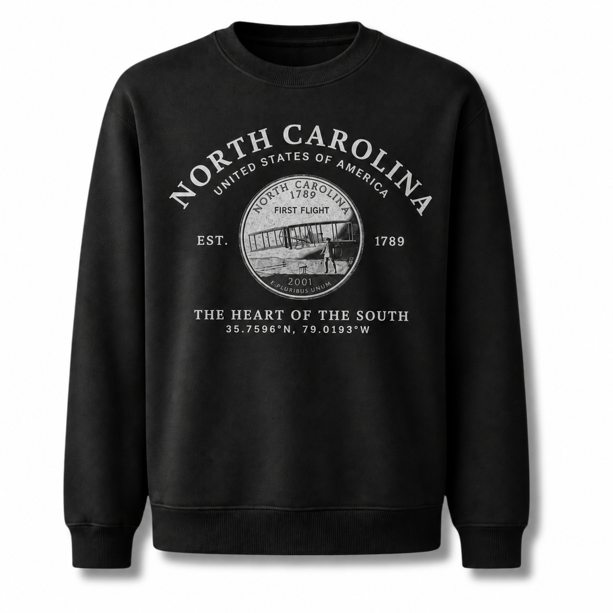 North Carolina Heritage State Seal Medallion Vintage Sweatshirt - Black