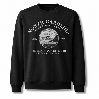 North Carolina Heritage State Seal Medallion Vintage Sweatshirt - Black