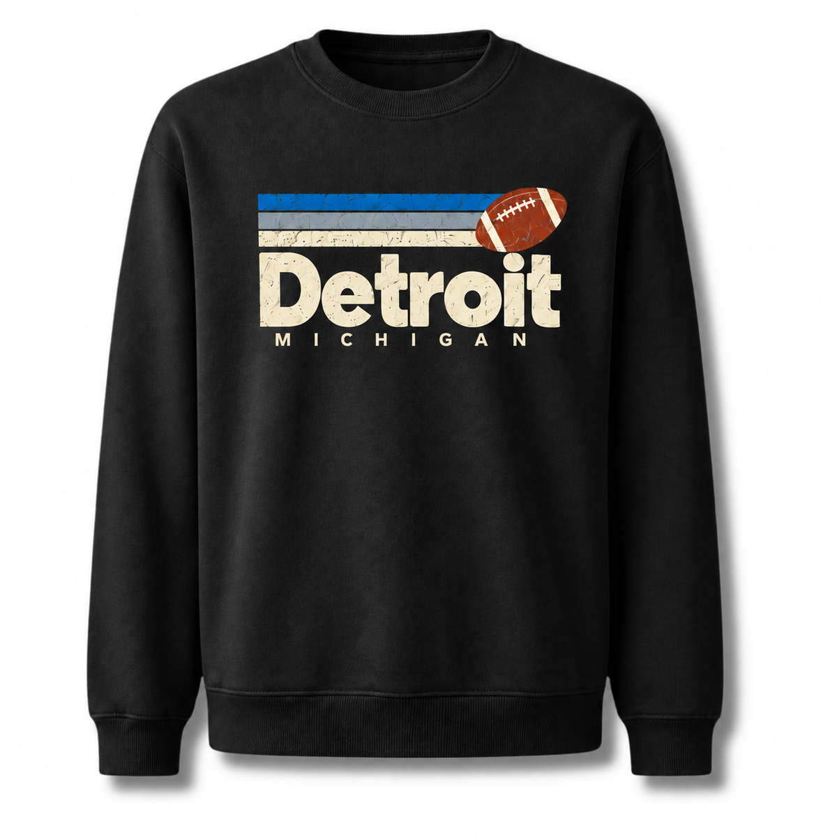 Detroit Michigan Motor City Vintage Athletic Sweatshirt - Black