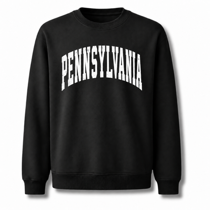 Pennsylvania Collegiate Varsity Athletic Lettering Vintage Sweatshirt - Black