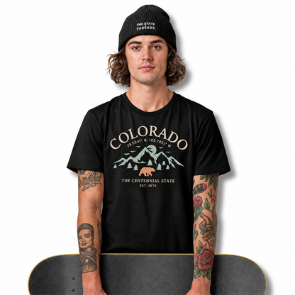 Colorado Centennial State Mountains Bear Graphic Shirt