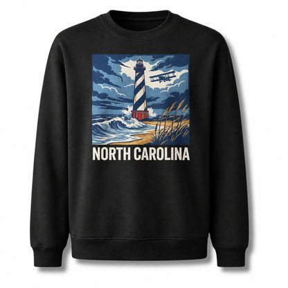 Cape Hatteras Lighthouse North Carolina Coastal Scenic Sweatshirt - Black