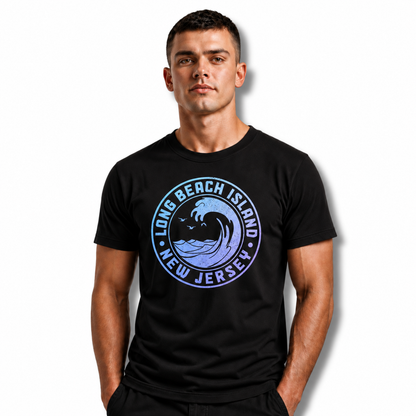Long Beach Island New Jersey Ocean Wave Retro Shirt