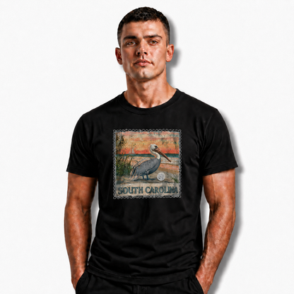 South Carolina Vintage Pelican Beach Stamp Shirt