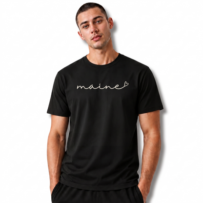 Maine Cursive Script Heart State Pride Shirt
