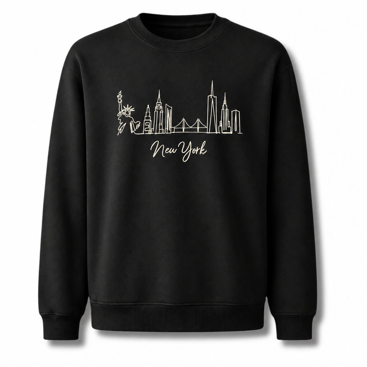 Brooklyn Bridge Starry Night Skyline Silhouette Retro Sweatshirt - Black