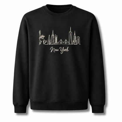 Brooklyn Bridge Starry Night Skyline Silhouette Retro Sweatshirt - Black