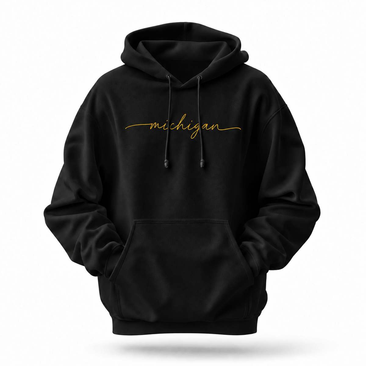Michigan Minimalist Yellow Script Hoodie