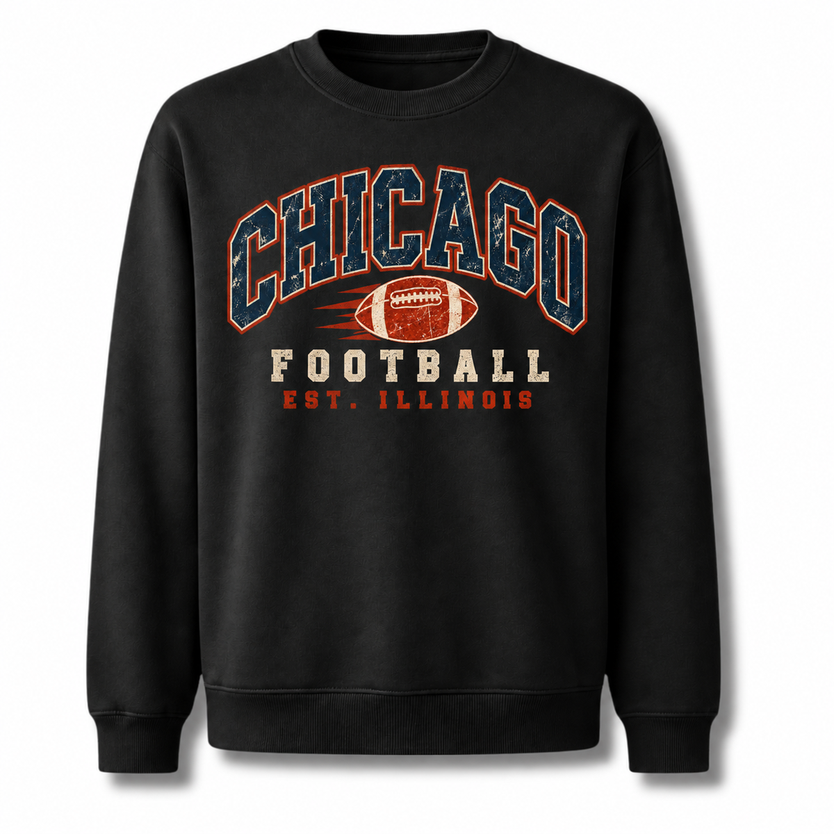 Chicago Football Vintage Cream Graphic Tailgate Sweatshirt - Black