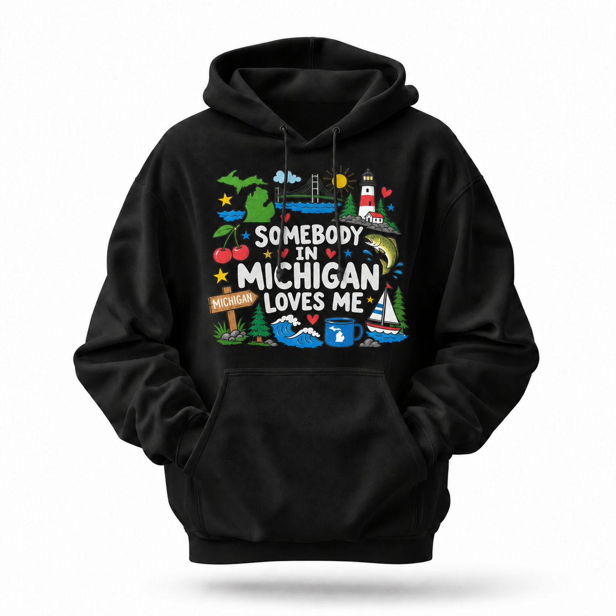 Somebody in Michigan Loves Me State Icons Navy Hoodie