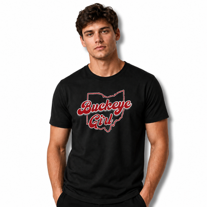 Ohio Buckeye Girl State Outline Pride Shirt