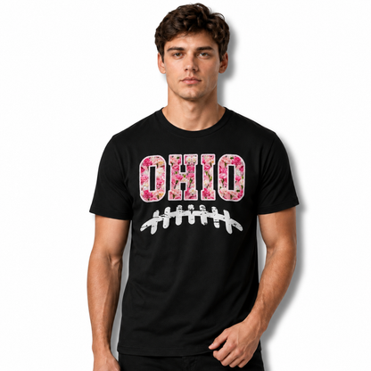 Ohio Carnation Floral Football Game Day Red Shirt