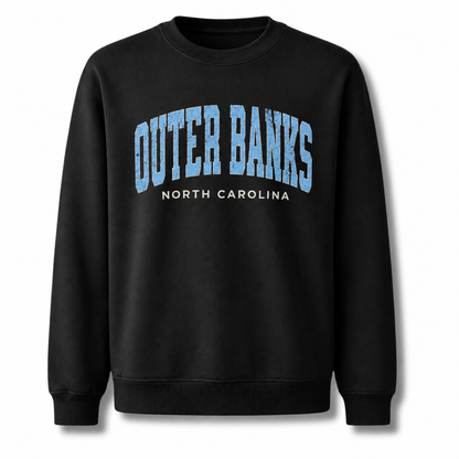 Outer Banks North Carolina Nautical Retro Beach Sweatshirt - Black