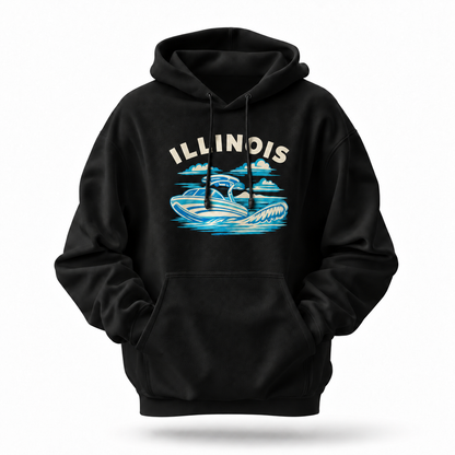 Illinois Speedboat Lake Life Vintage Hoodie