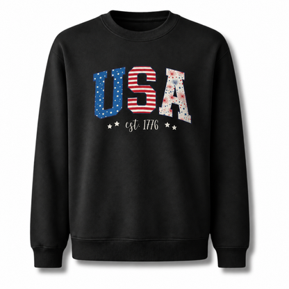 USA Est. 1776 Patriotic Block Letters Sweatshirt