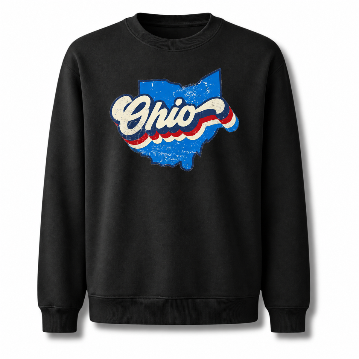 Ohio Retro Sunset Striped Graphic Vintage Sweatshirt - Black