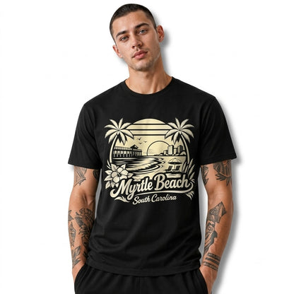 South Carolina Myrtle Beach Retro Coastal Sunset Graphic Shirt