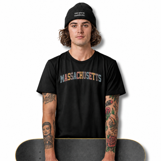 Massachusetts Retro Colorful Arch Typography Shirt