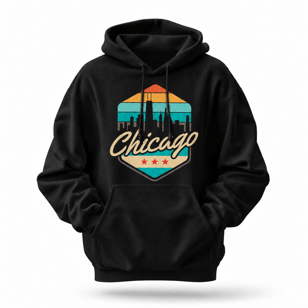 Chicago Retro Sunset Skyline Hoodie