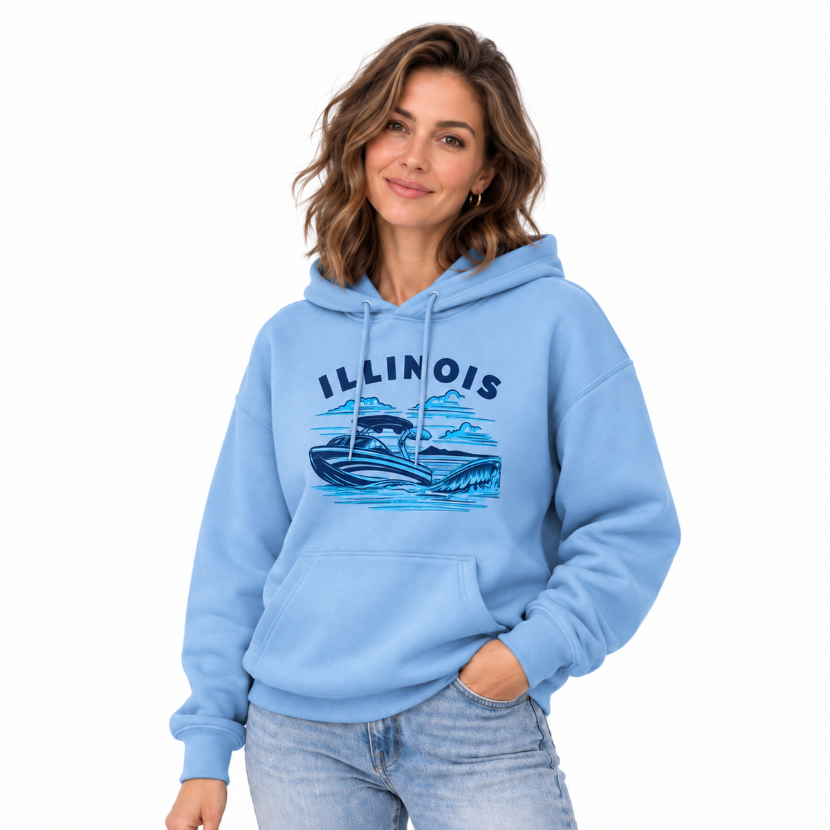 Illinois Speedboat Lake Life Vintage Hoodie