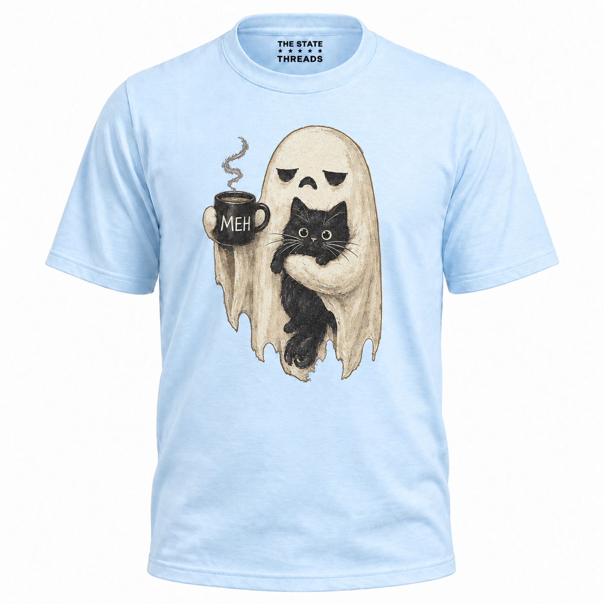 America Ghost Black Cat Coffee Halloween Spooky Shirt