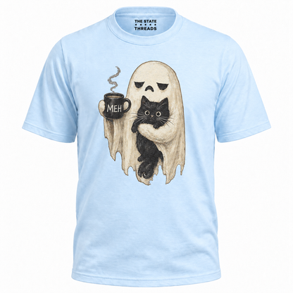 America Ghost Black Cat Coffee Halloween Spooky Shirt