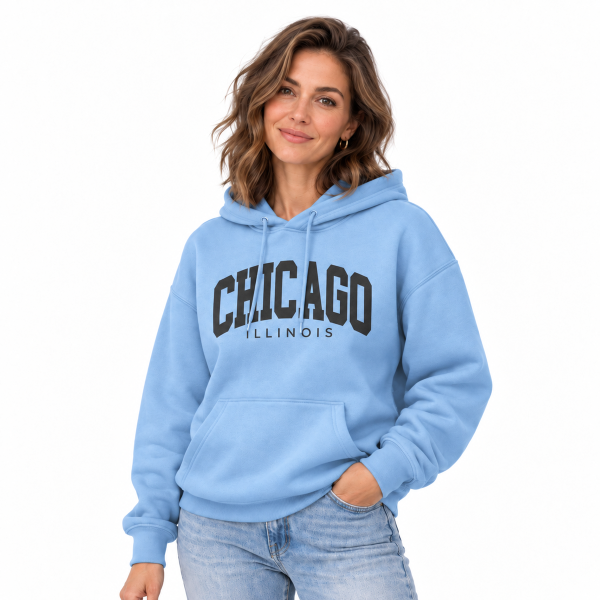 Chicago Illinois Varsity Arch Block Letters Hoodie
