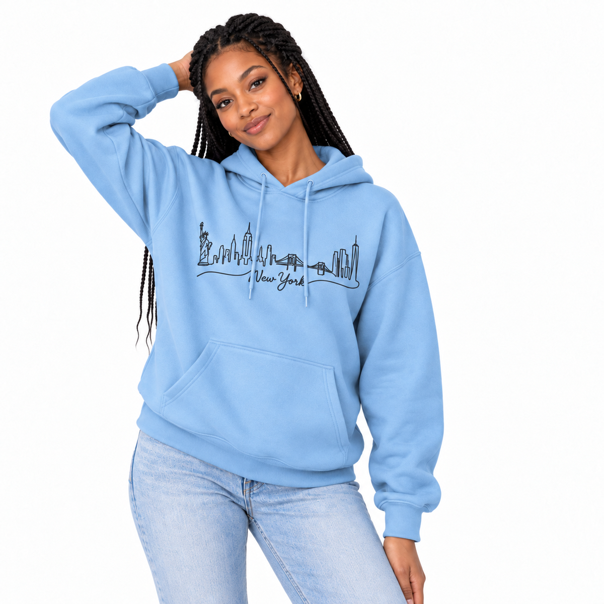 New York Minimalist Skyline Script Hoodie