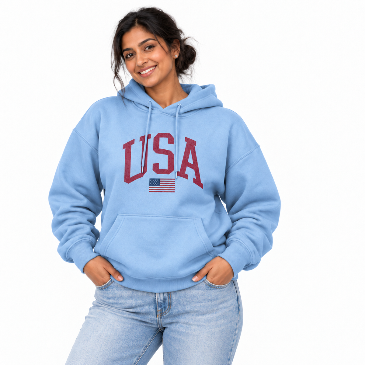 America USA Vintage Flag Distressed Hoodie