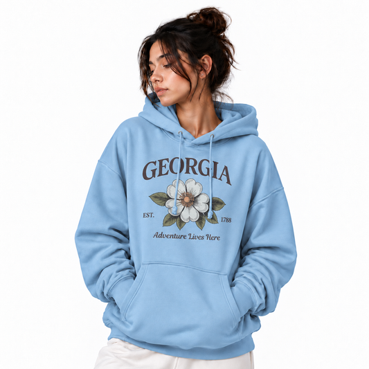 Georgia State Flower Adventure Lives Here Hoodie