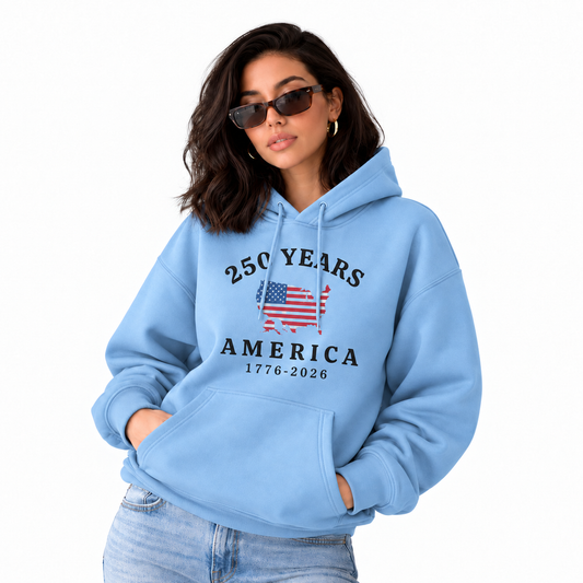 America 250 Years Map Flag Hoodie