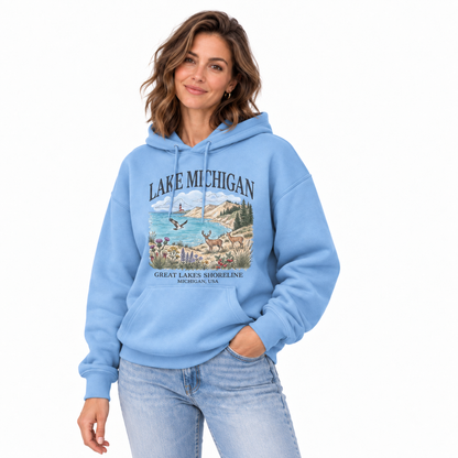 Lake Michigan Great Lakes Shoreline Hoodie