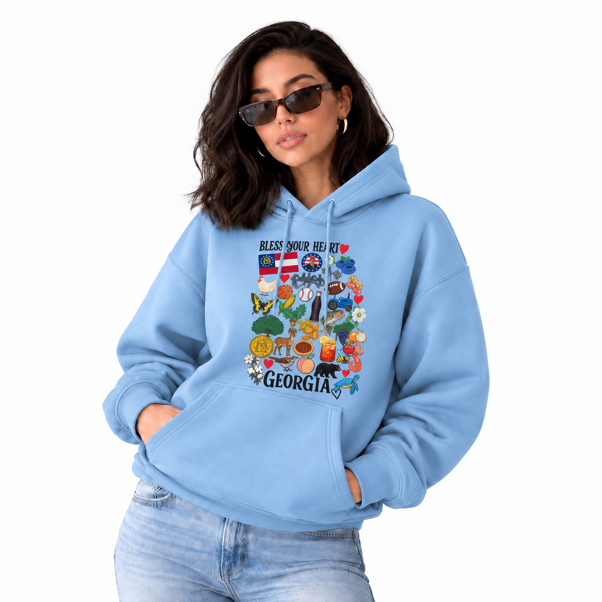Georgia Bless Your Heart State Icons Hoodie