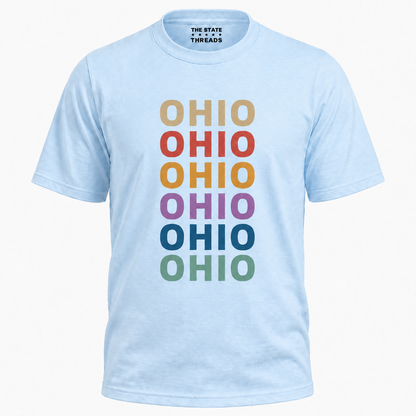Retro Ohio Colorful Stacked Typography State Shirt