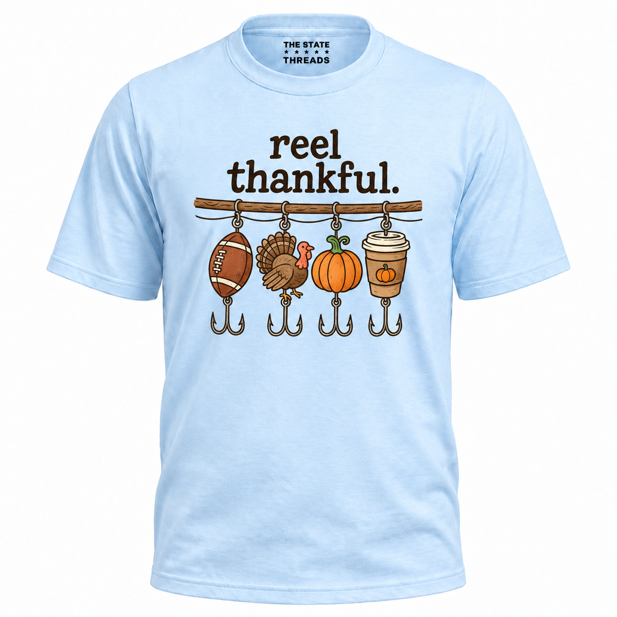 America Reel Thankful Thanksgiving Fishing Graphic Shirt
